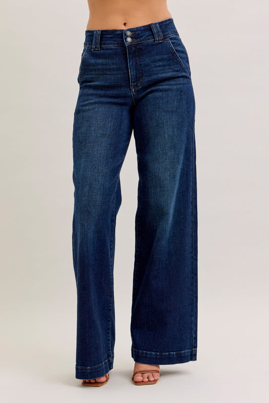82678 Judy Blue High Waist Trouser Wide Leg Jeans