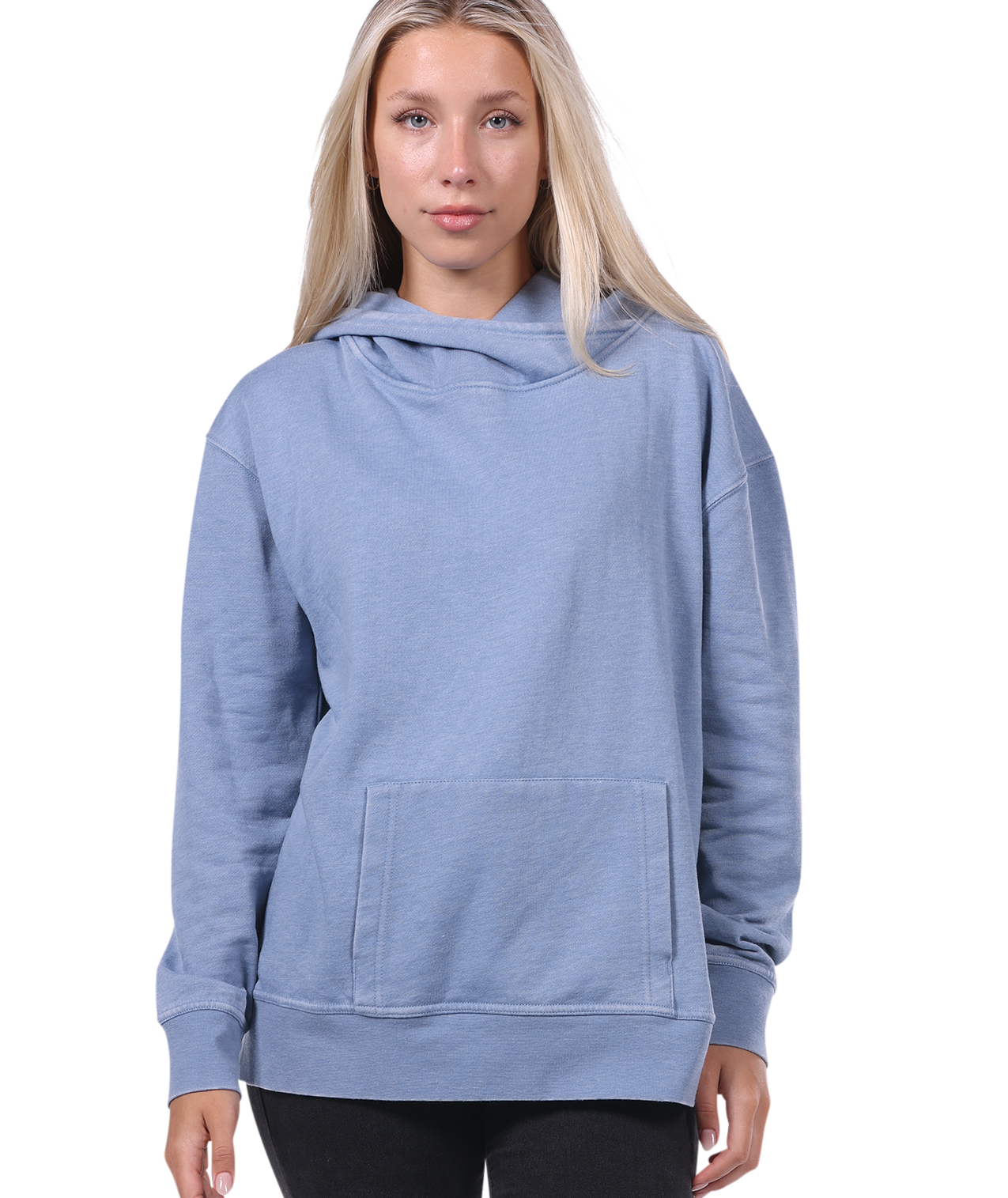 Ladies Crossover Hoodie - Garment Burnout Fleece