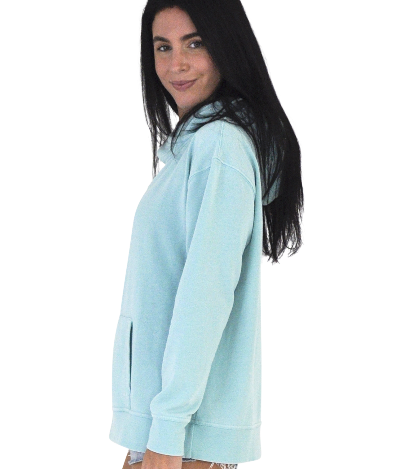 Ladies Crossover Hoodie - Garment Burnout Fleece