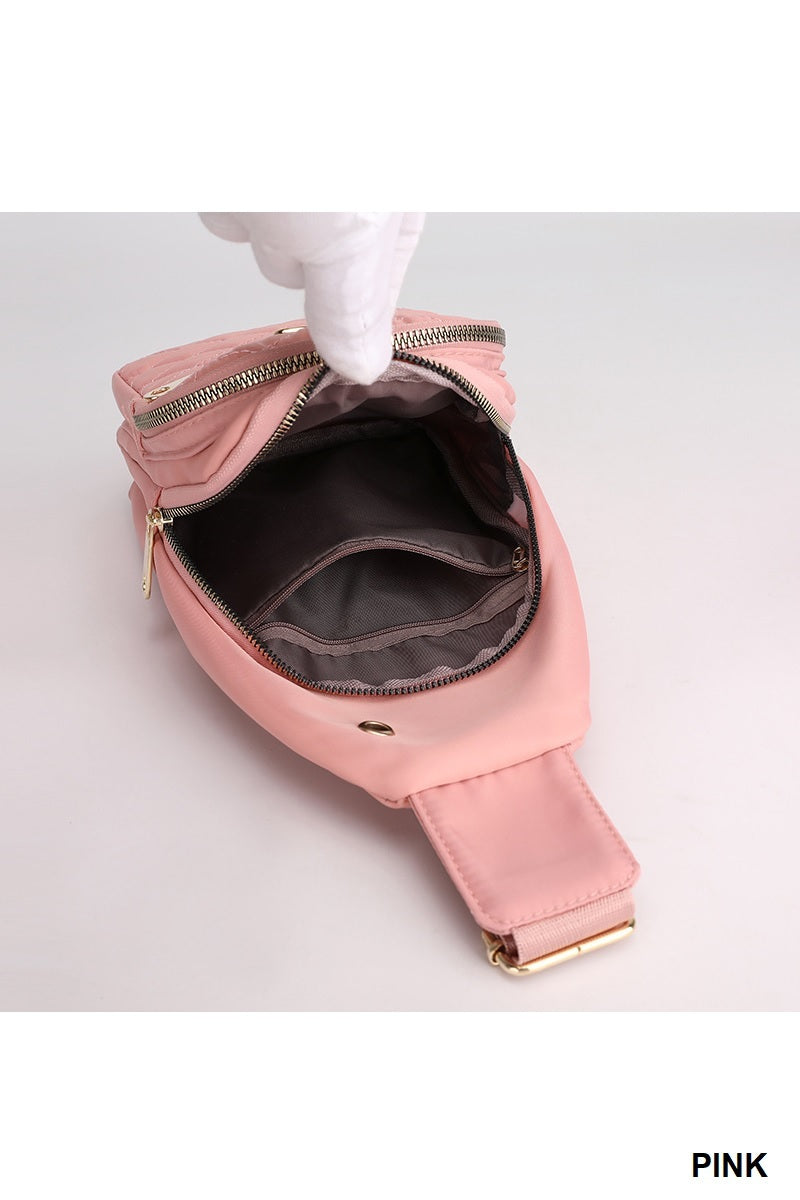 Quilted Multi Pocket Crossbody Sling Bag