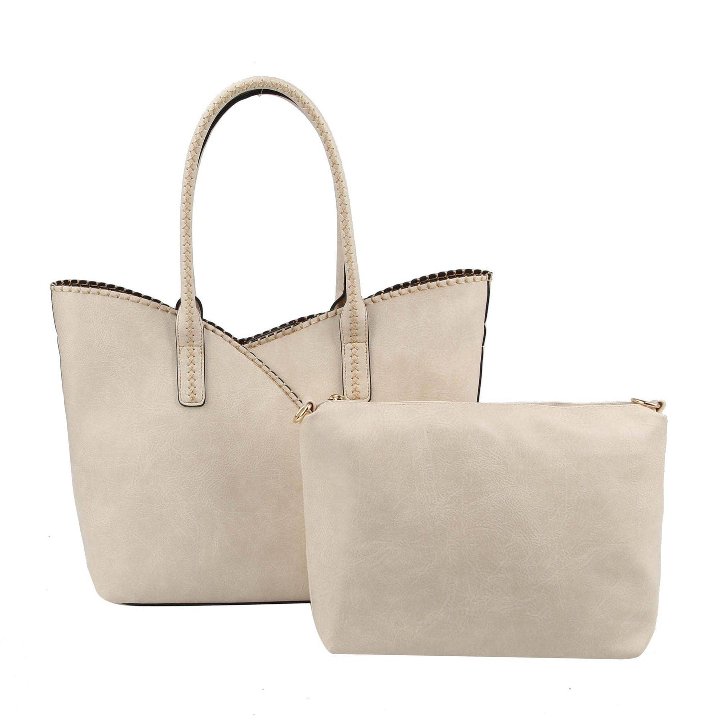 COL001-2 2-in-1 Stitch Trim Detail Shoulder/Tote Set Bag