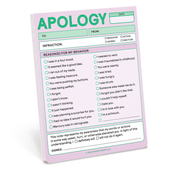 Apology Nifty Note Pad