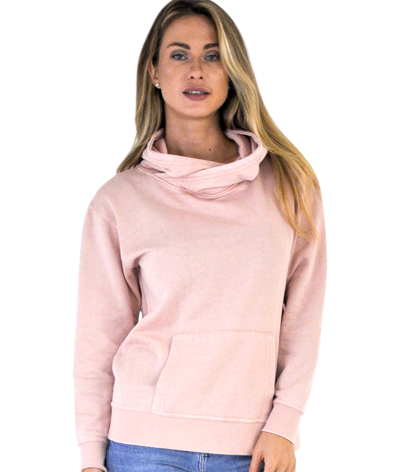 Ladies Crossover Hoodie - Garment Burnout Fleece