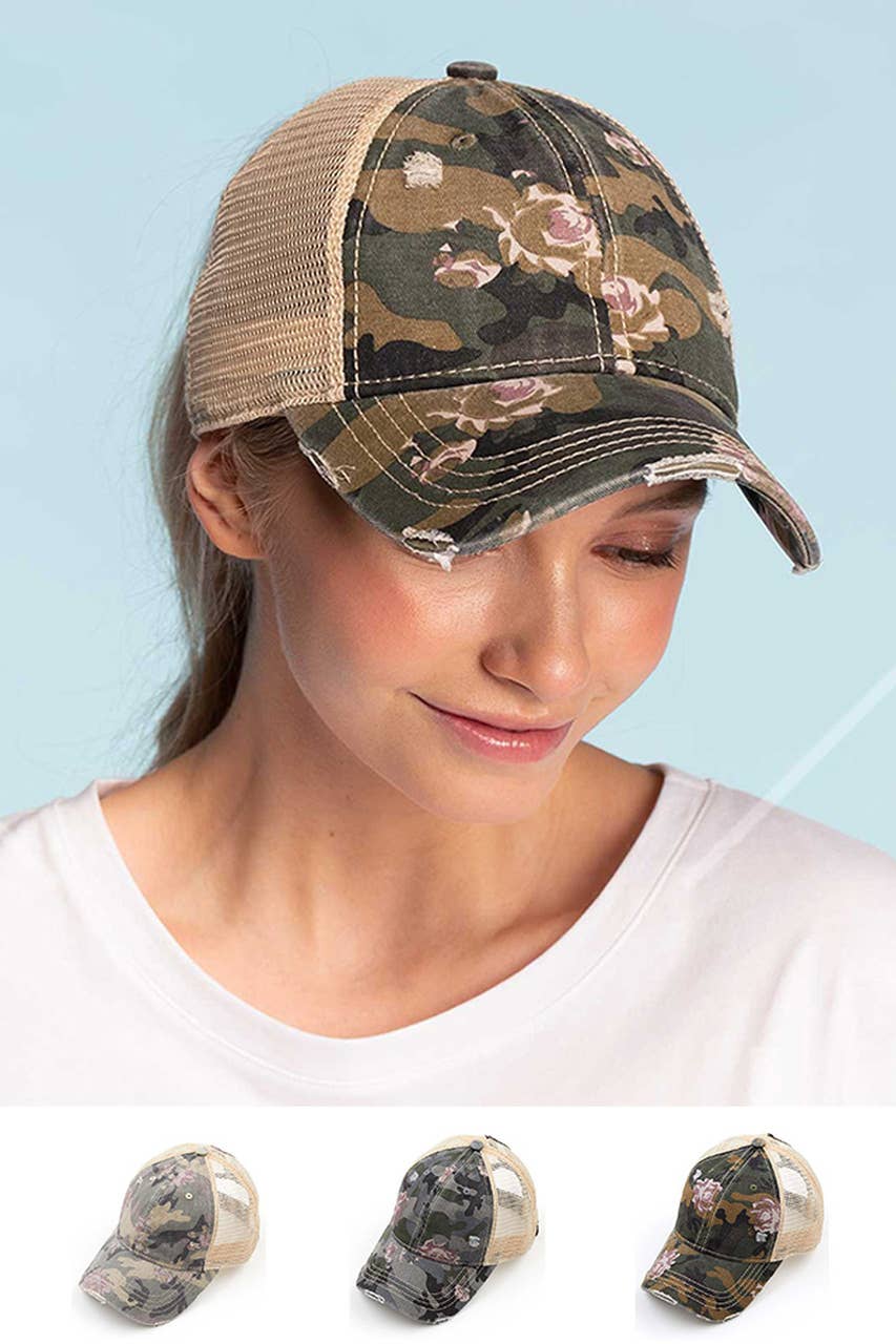 C.C Floral Camo Mesh Pony Cap