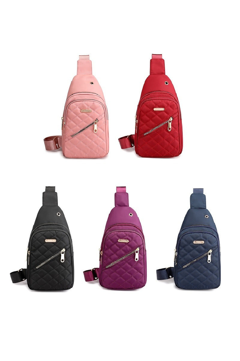 Quilted Multi Pocket Crossbody Sling Bag
