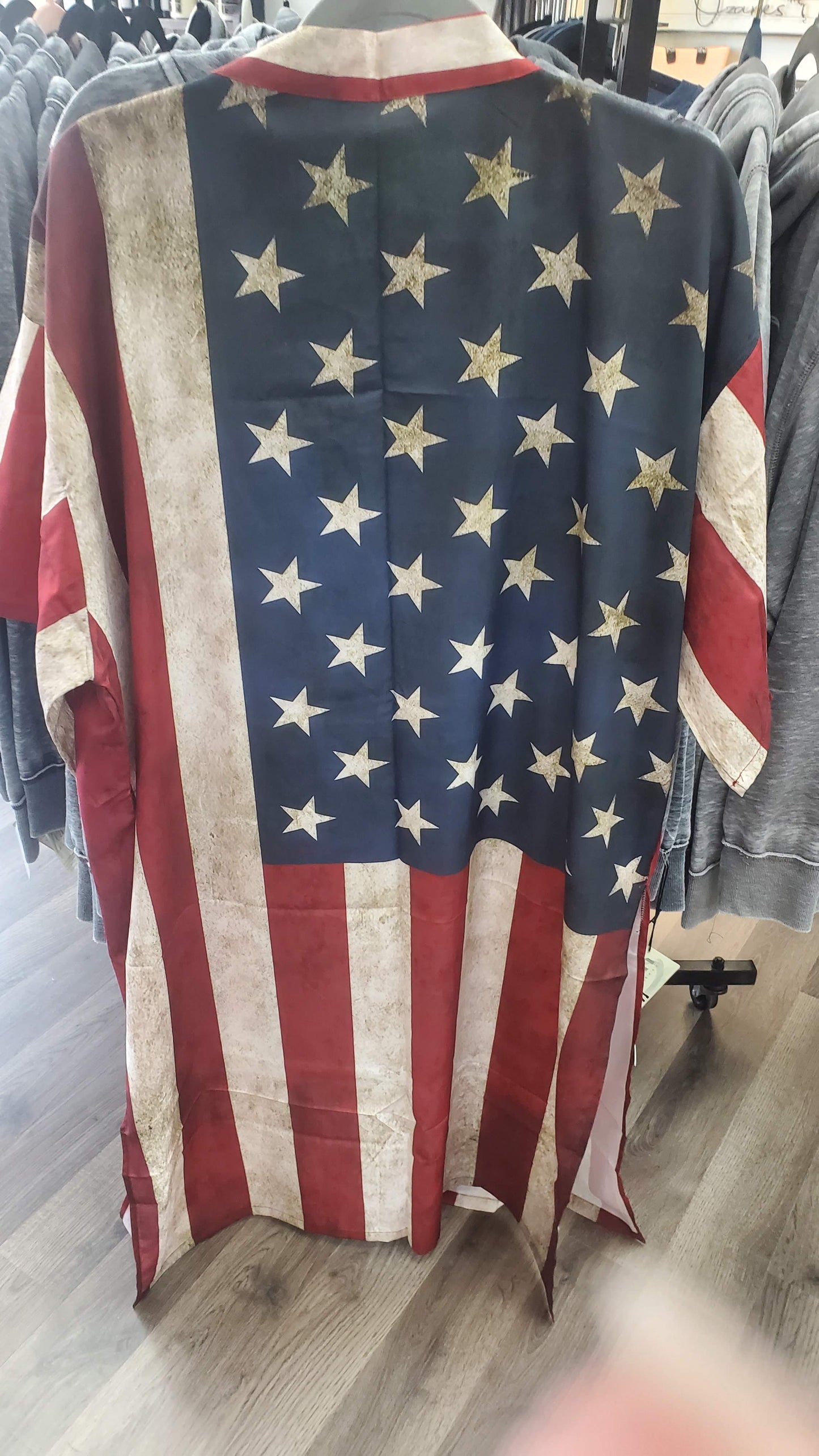 Lightweight Weathered American Flag Kimono