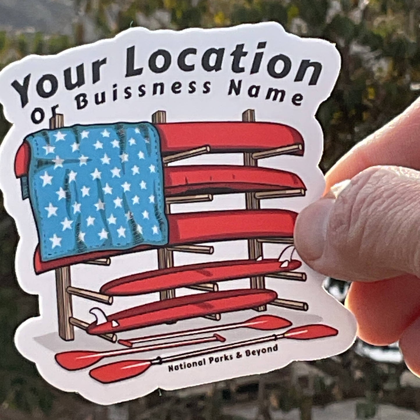 Customizable American Flag Watercraft 3" & 2" Vinyl Sticker