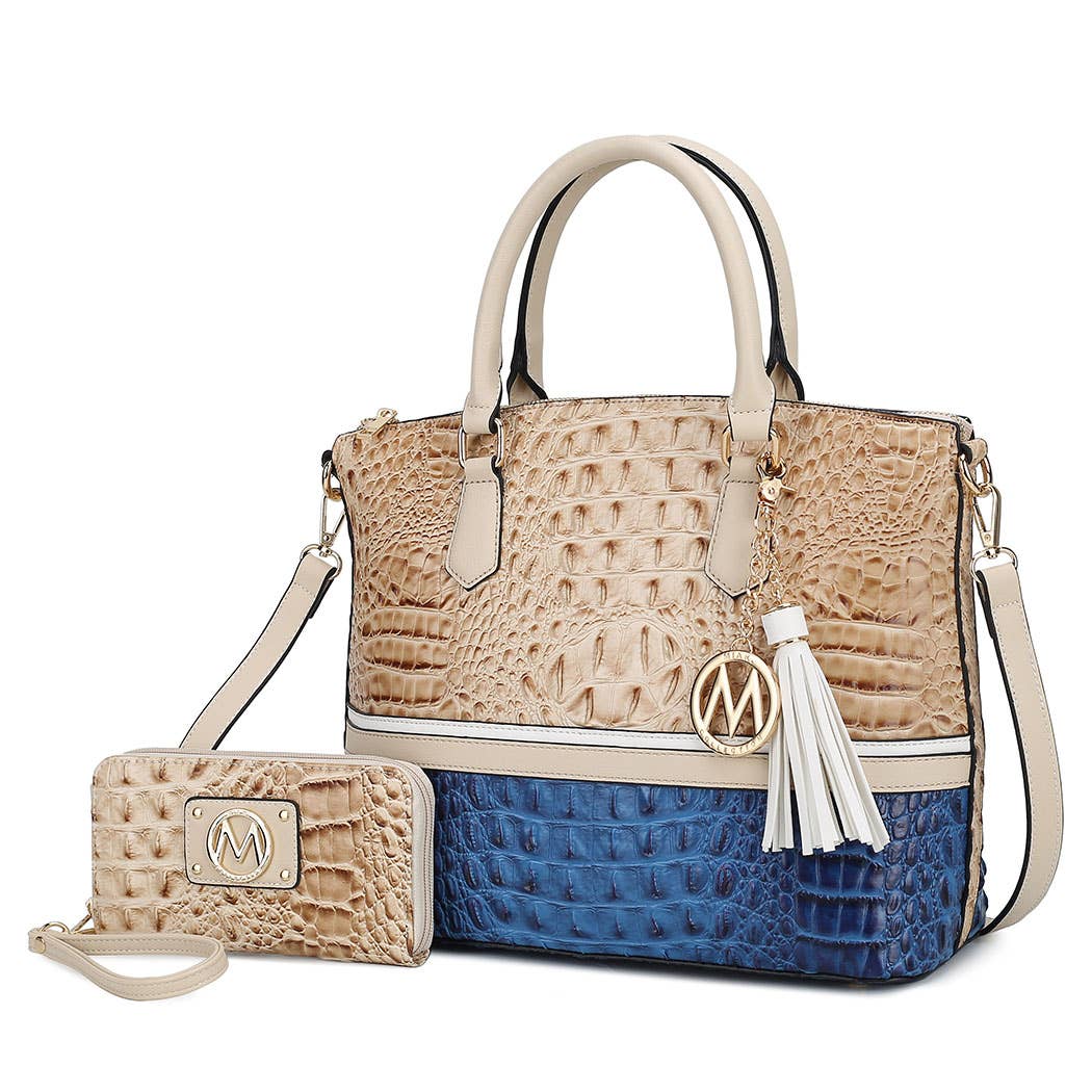 Autumn Crocodile Skin Tote Bag with Wallet by Mia k