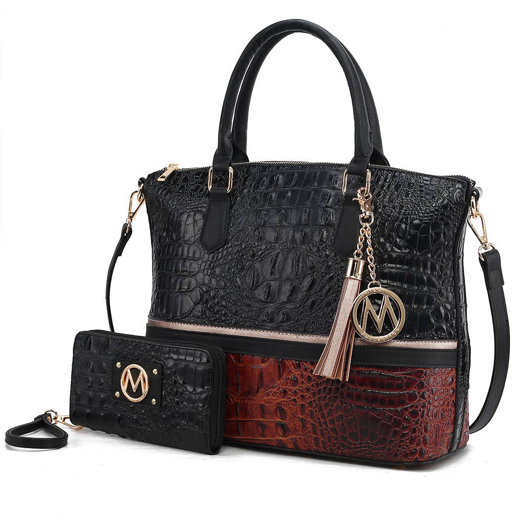 Autumn Crocodile Skin Tote Bag with Wallet by Mia k
