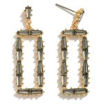 Taper Cut Rhinestone Drop Earrings