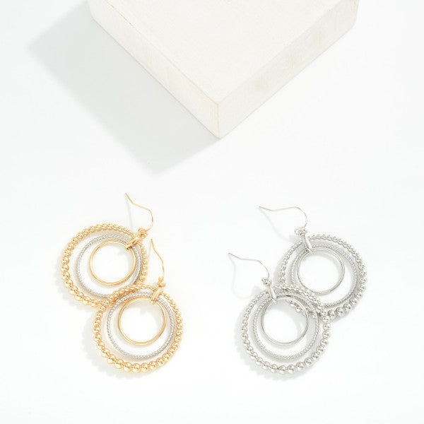 280986 Linked Hoop Drop Earrings Featuring Beaded Detail