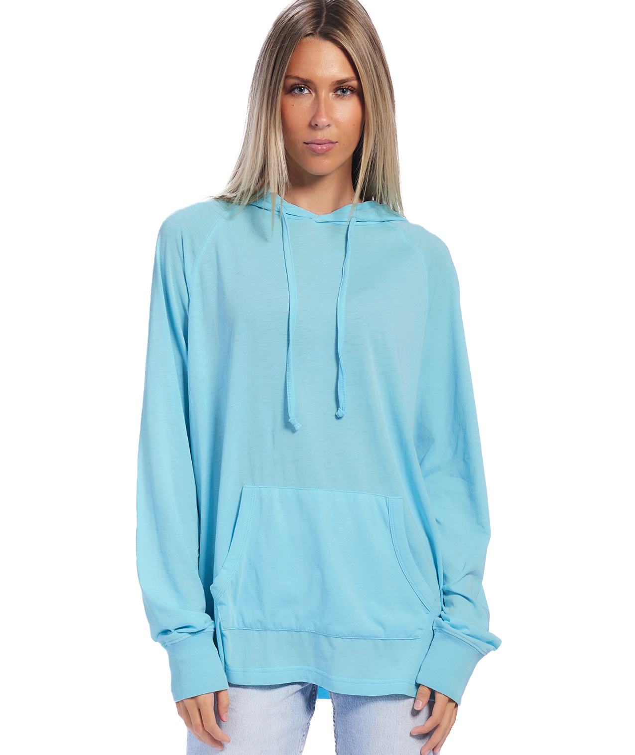 Unisex Fit Jersey Hoodie - Light Garment Burnout Raglan