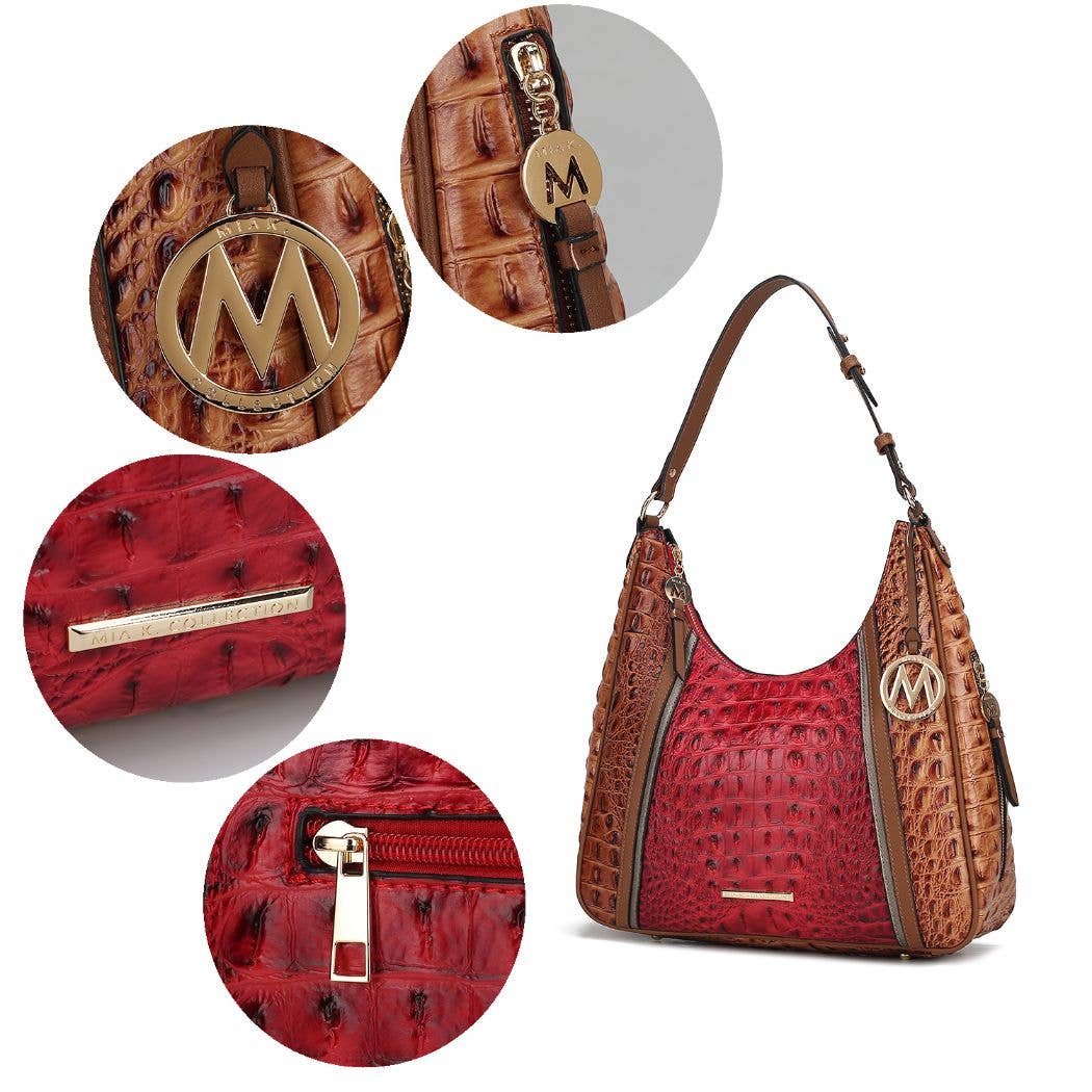 Becket Faux Crocodile Embossed Hobo Shoulder by Mia K