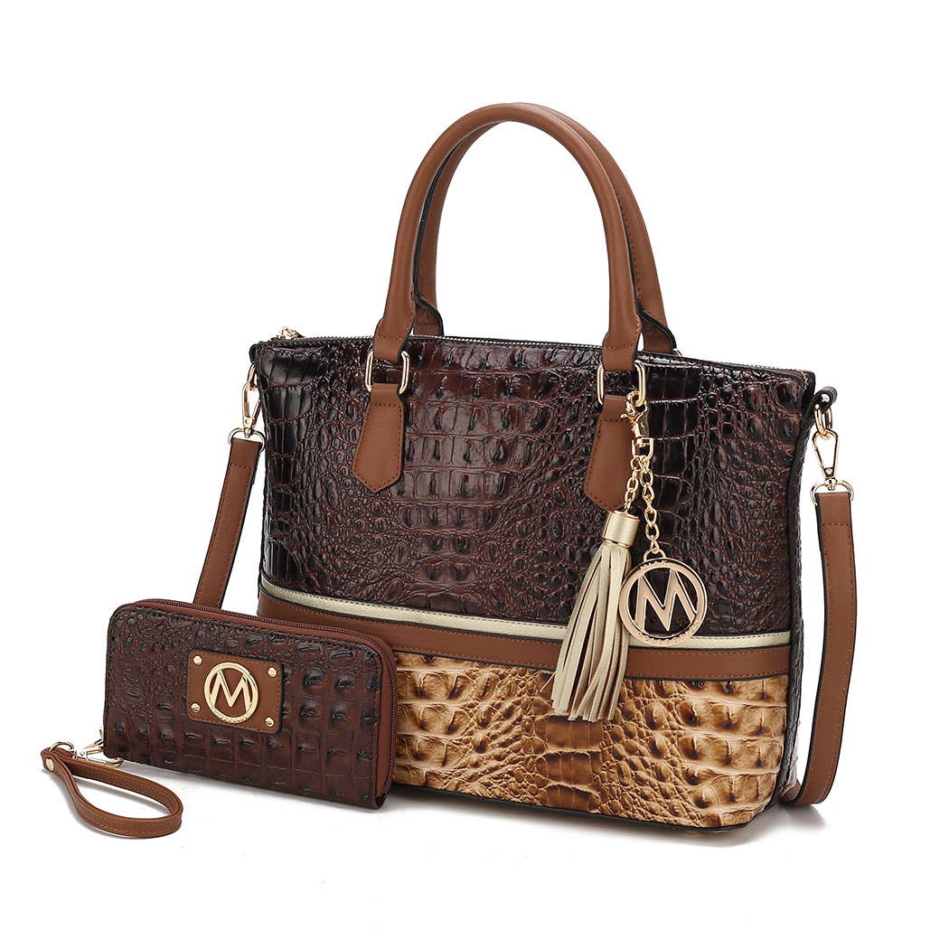 Autumn Crocodile Skin Tote Bag with Wallet by Mia k