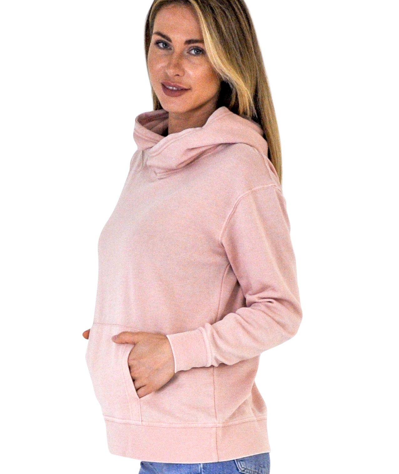 Ladies Crossover Hoodie - Garment Burnout Fleece