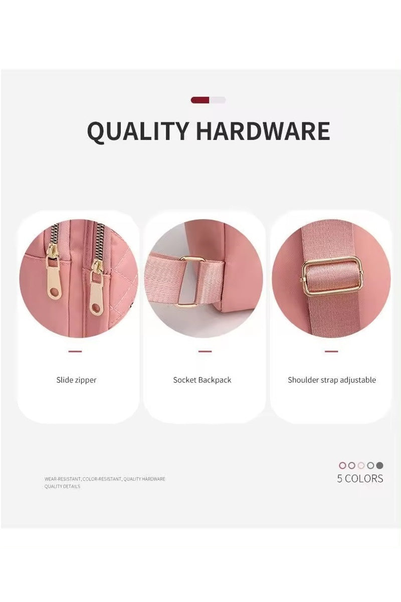 Quilted Multi Pocket Crossbody Sling Bag