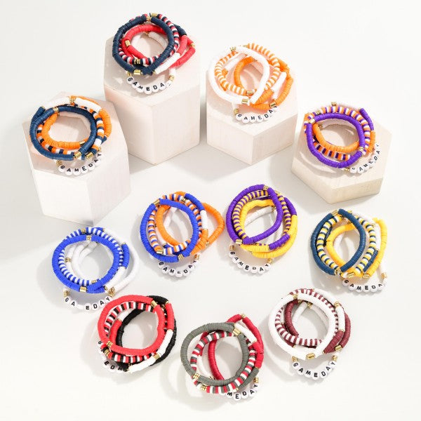 439903 Set Of Five 'Game Day' Heishi Beaded Bracelets
