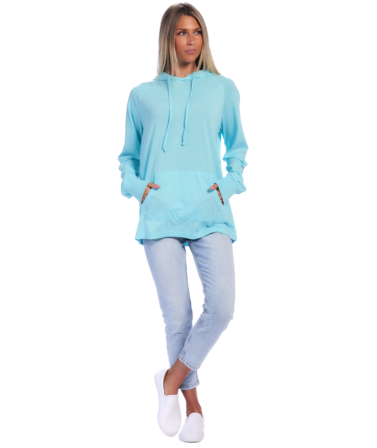 Unisex Fit Jersey Hoodie - Light Garment Burnout Raglan