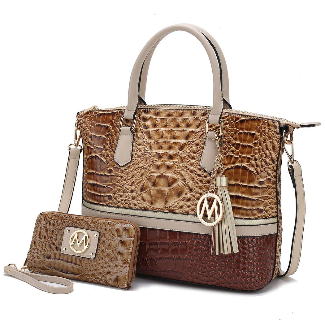 Autumn Crocodile Skin Tote Bag with Wallet by Mia k
