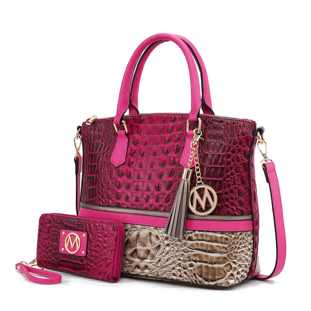 Autumn Crocodile Skin Tote Bag with Wallet by Mia k