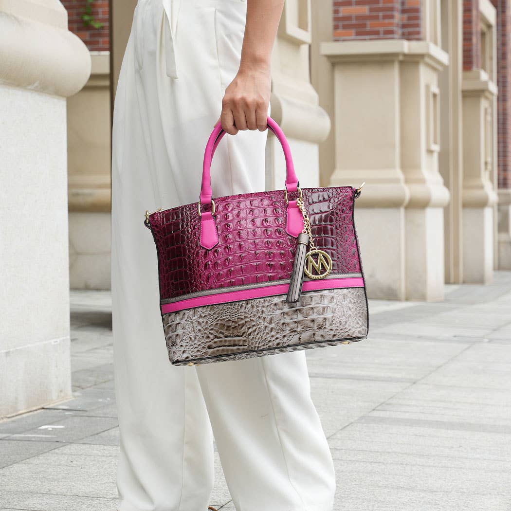 Autumn Crocodile Skin Tote Bag with Wallet by Mia k