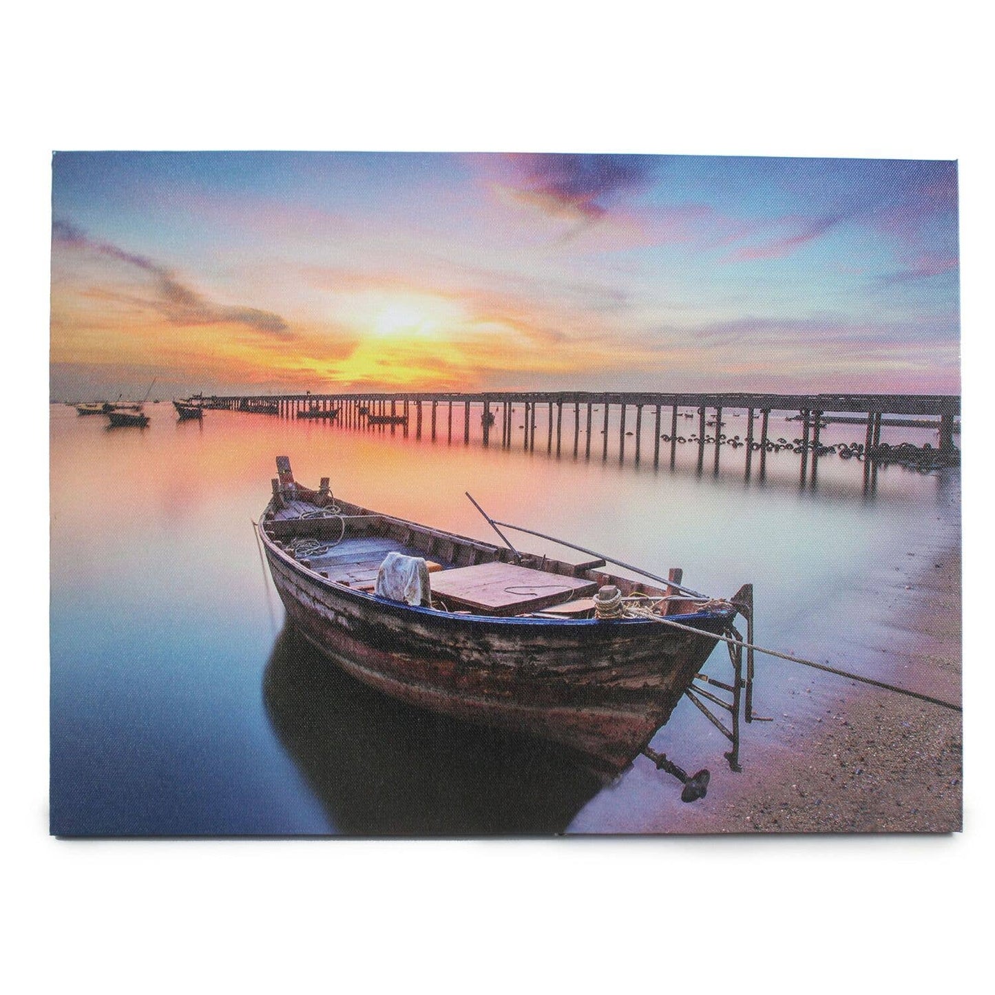 SALE Rowboat LED Lighted Canvas Wall Art