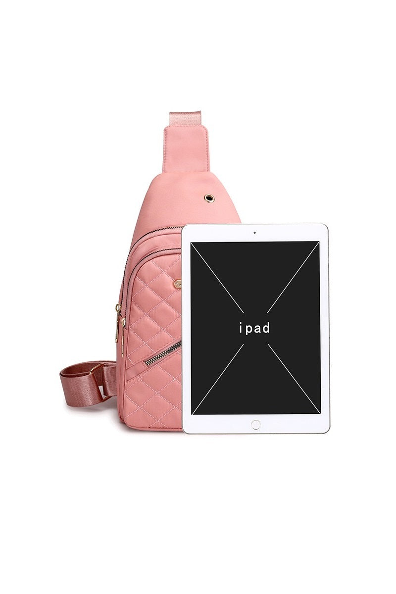 Quilted Multi Pocket Crossbody Sling Bag