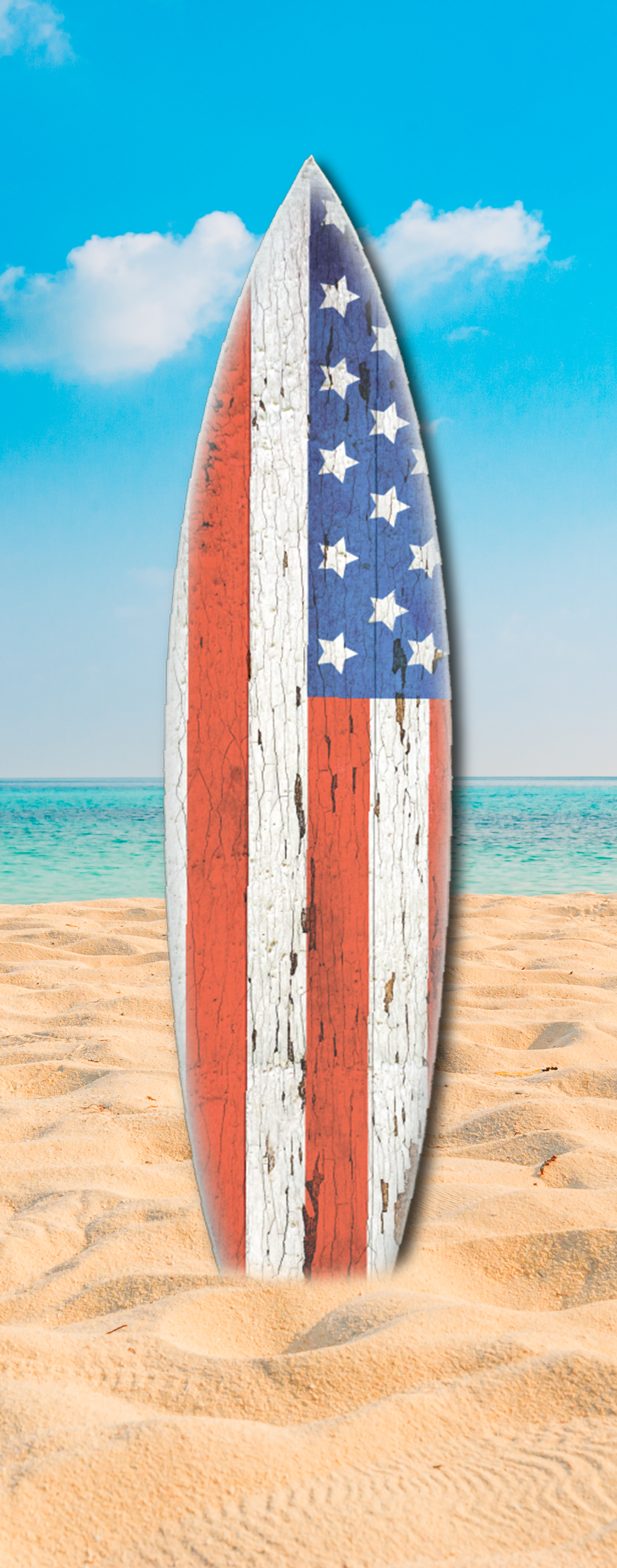 SURF BOARD WALL ACCENT US FLAG VERTICAL OR HORIZONTAL