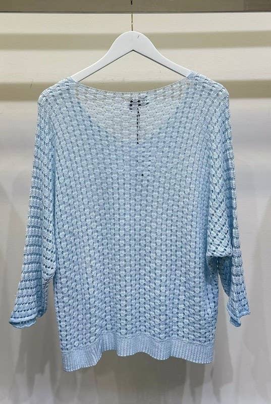 Ridge Rib Knit 3/4 Sleeve Top