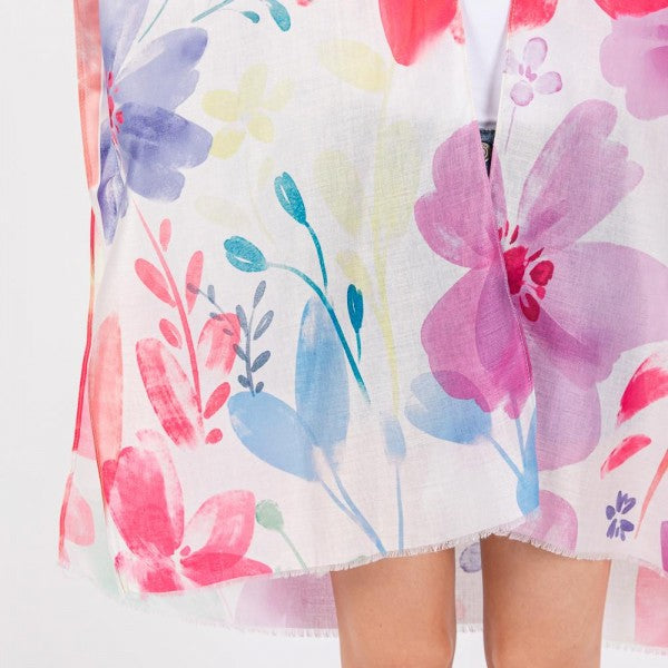 Watercolor Flower Print Kimono
