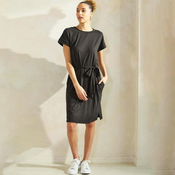 Black Peach Skin T-Shirt Dress Black / Small
