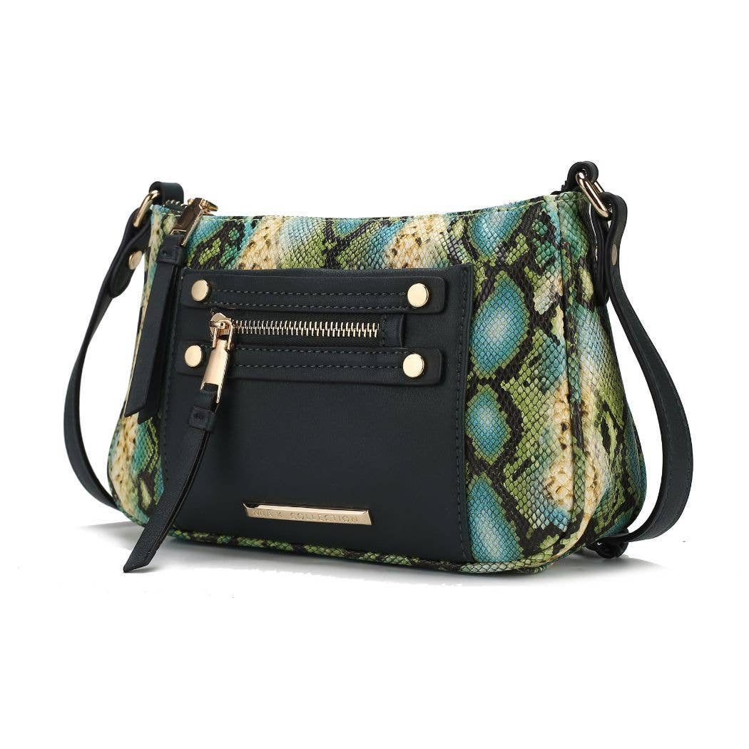 Essie Snake embossed Vegan Leather Crossbody by Mia K