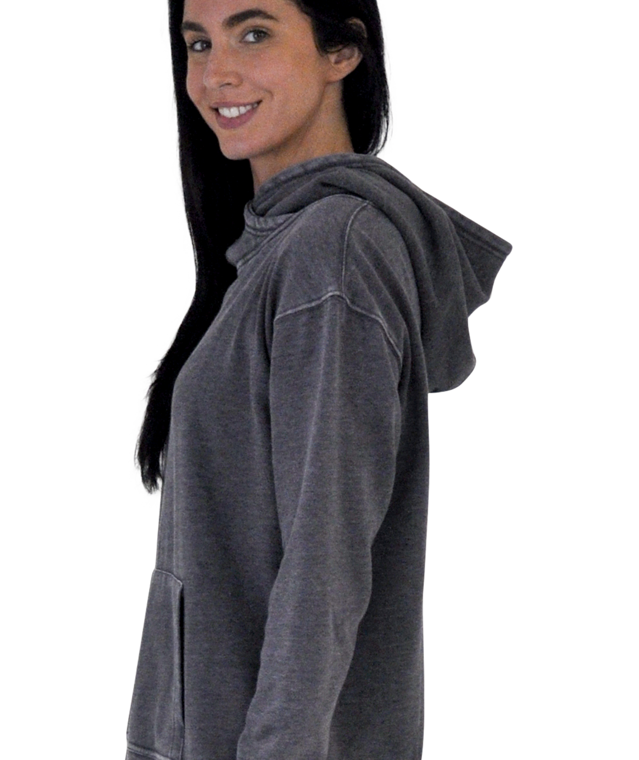 Ladies Crossover Hoodie - Garment Burnout Fleece