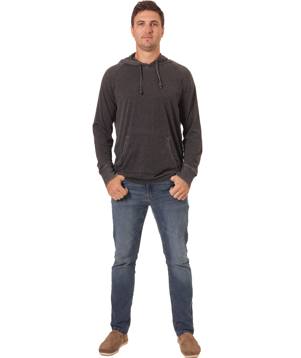 Unisex Fit Jersey Hoodie - Light Garment Burnout Raglan