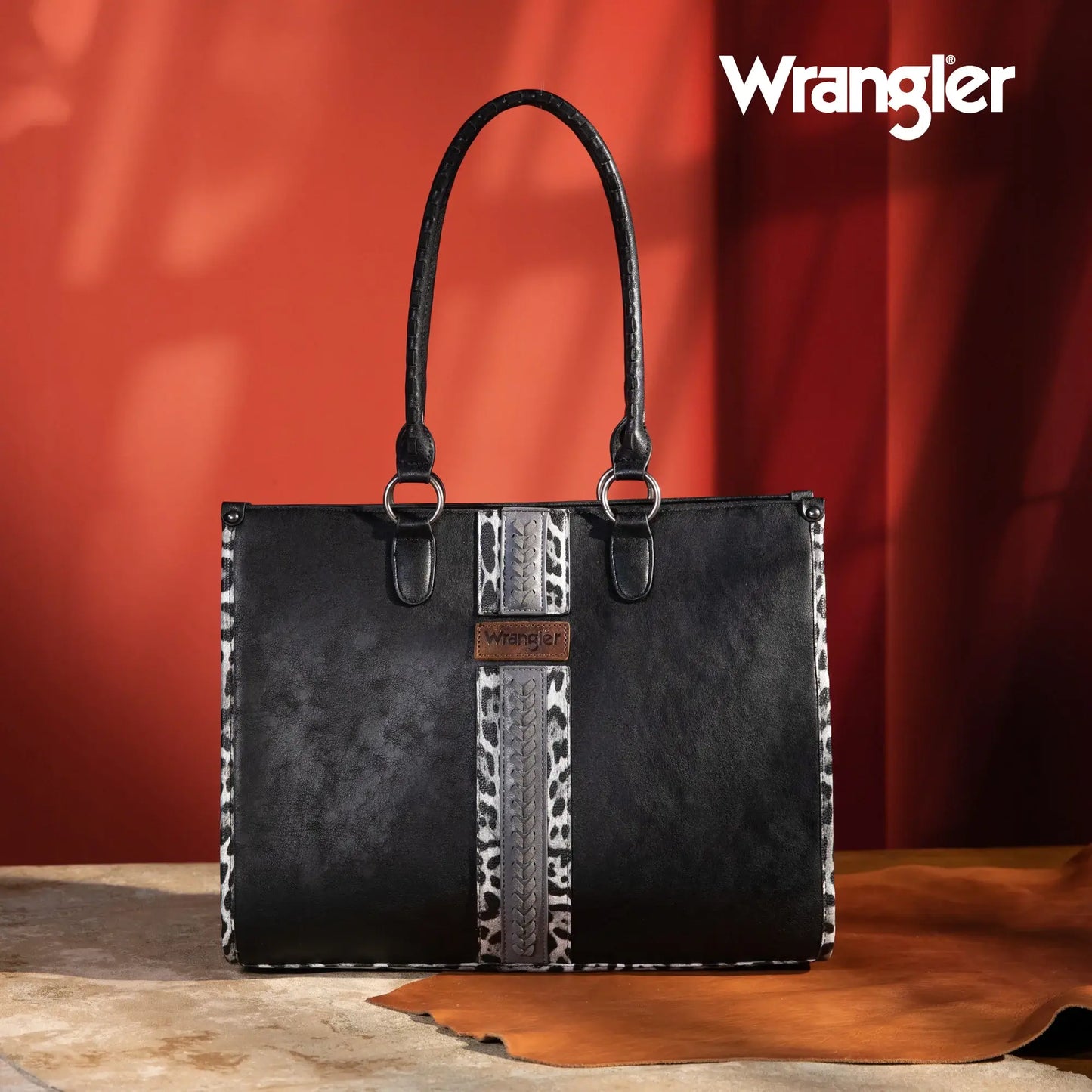Wrangler Leopard Print Carry Tote : Black