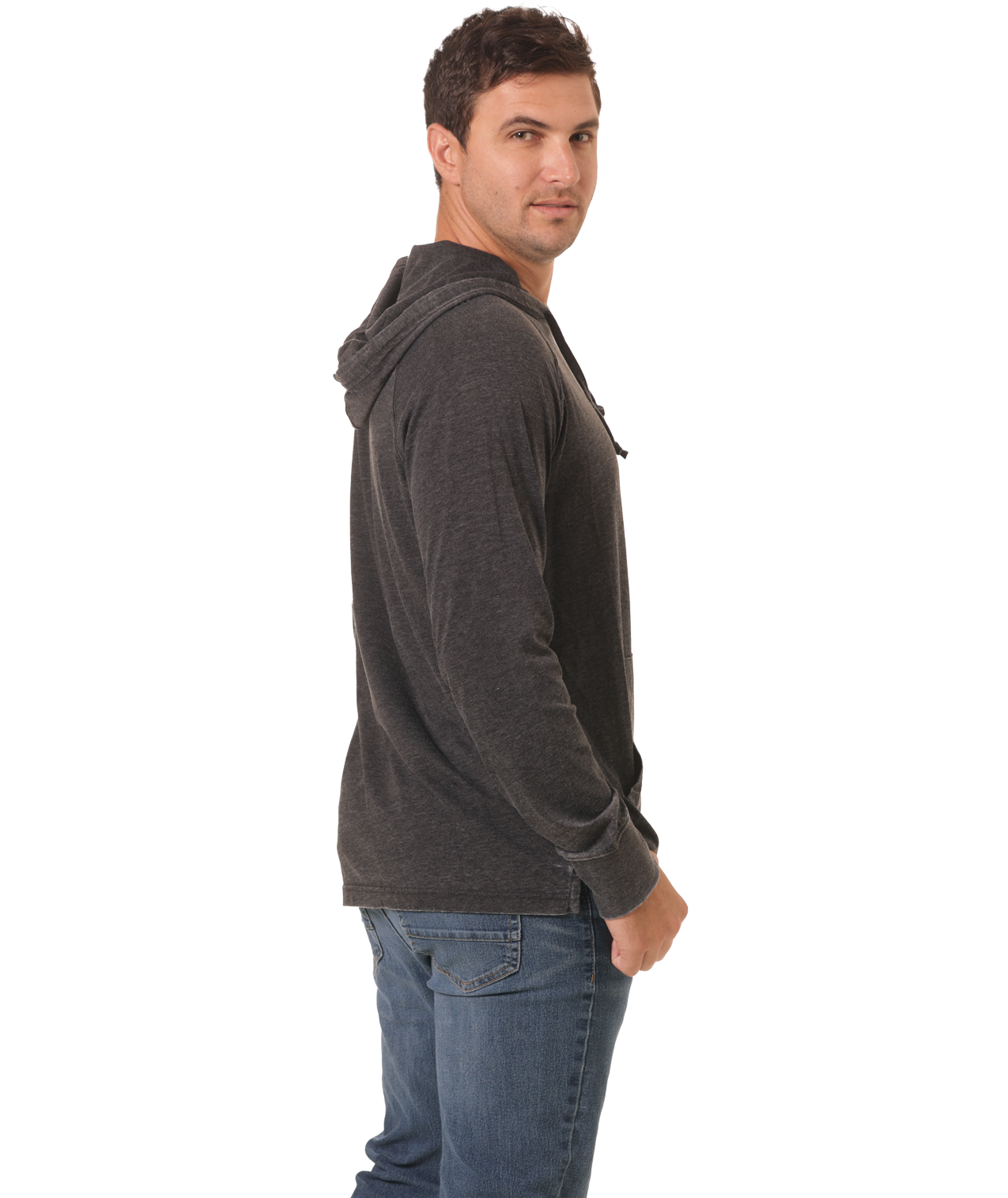 Unisex Fit Jersey Hoodie - Light Garment Burnout Raglan