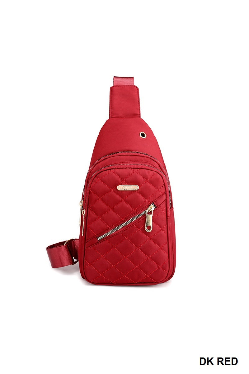 Quilted Multi Pocket Crossbody Sling Bag