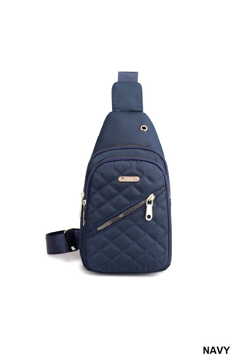 Quilted Multi Pocket Crossbody Sling Bag