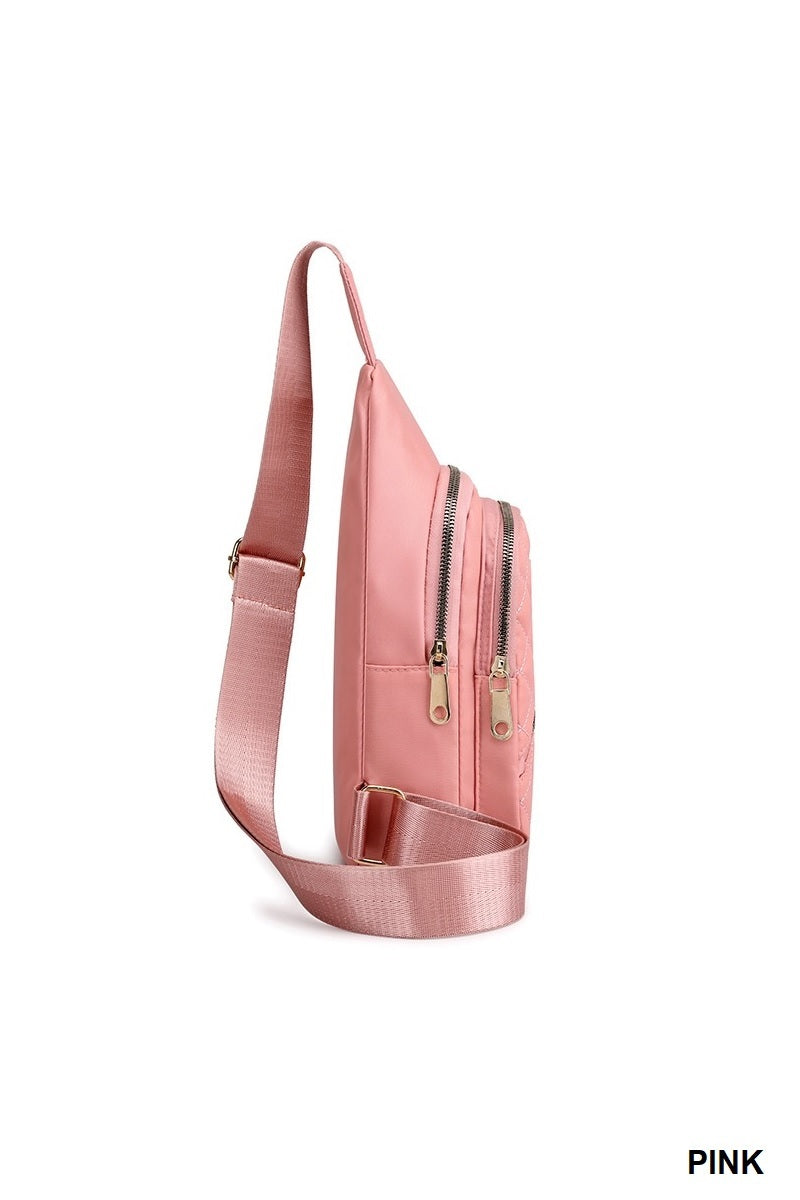 Quilted Multi Pocket Crossbody Sling Bag