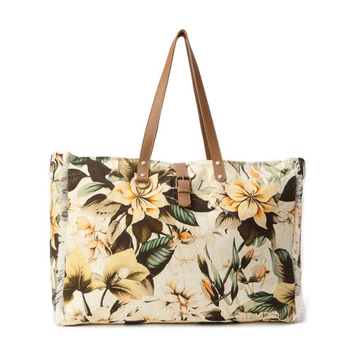 Lovely Florals Weekender Bag in Off White Myra