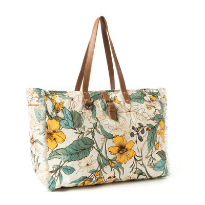 Lovely Florals Weekender Bag in Light Green Myra