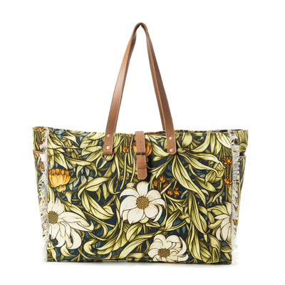 Lovely Florals Weekender Bag in Dark Green Myra