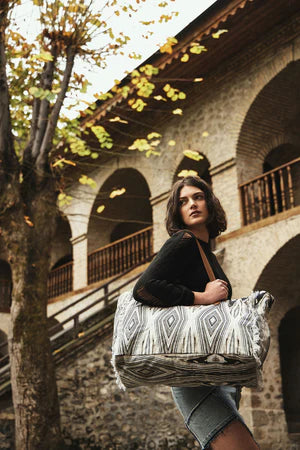 Myra Bag – Aztec-Inspired Upcycled Canvas Weekender