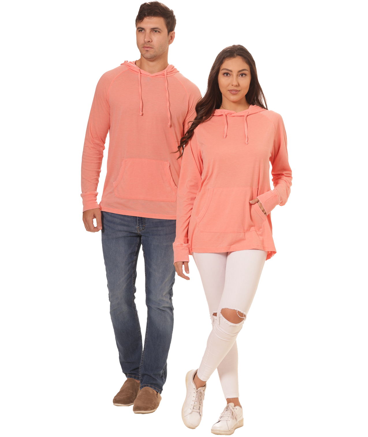 Unisex Fit Jersey Hoodie - Light Garment Burnout Raglan