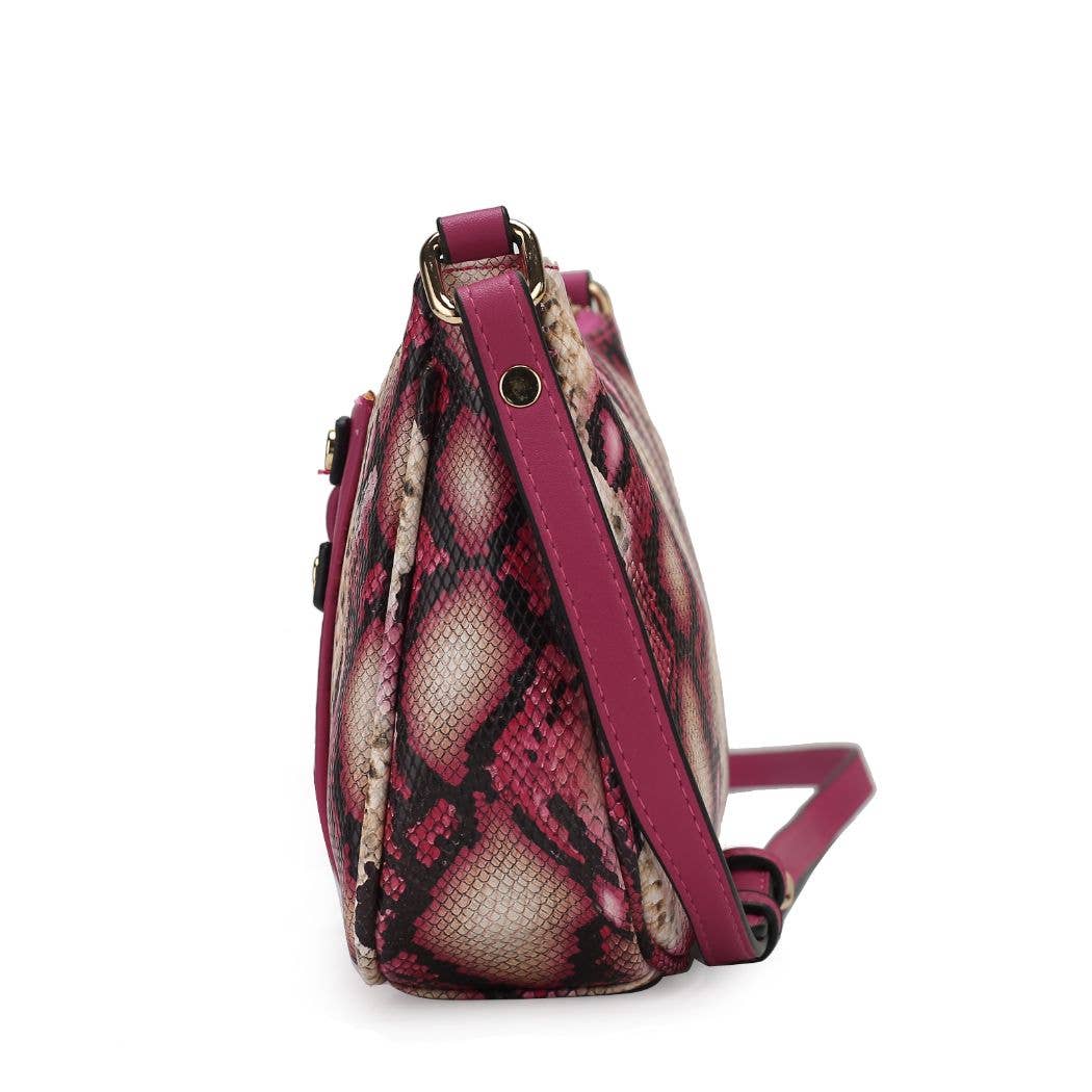 Essie Snake embossed Vegan Leather Crossbody by Mia K