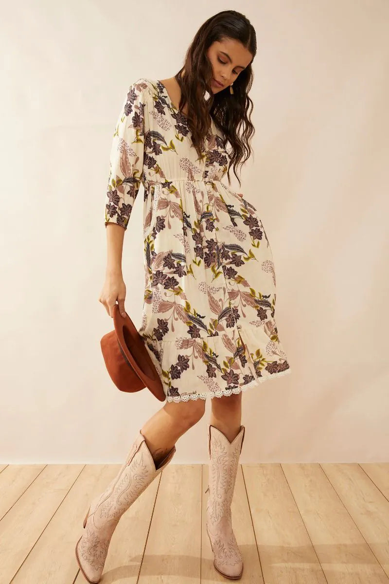 Gracie V-Neck Drop Waist Dress Myra Gracie V-Neck Drop Waist Dress Myra