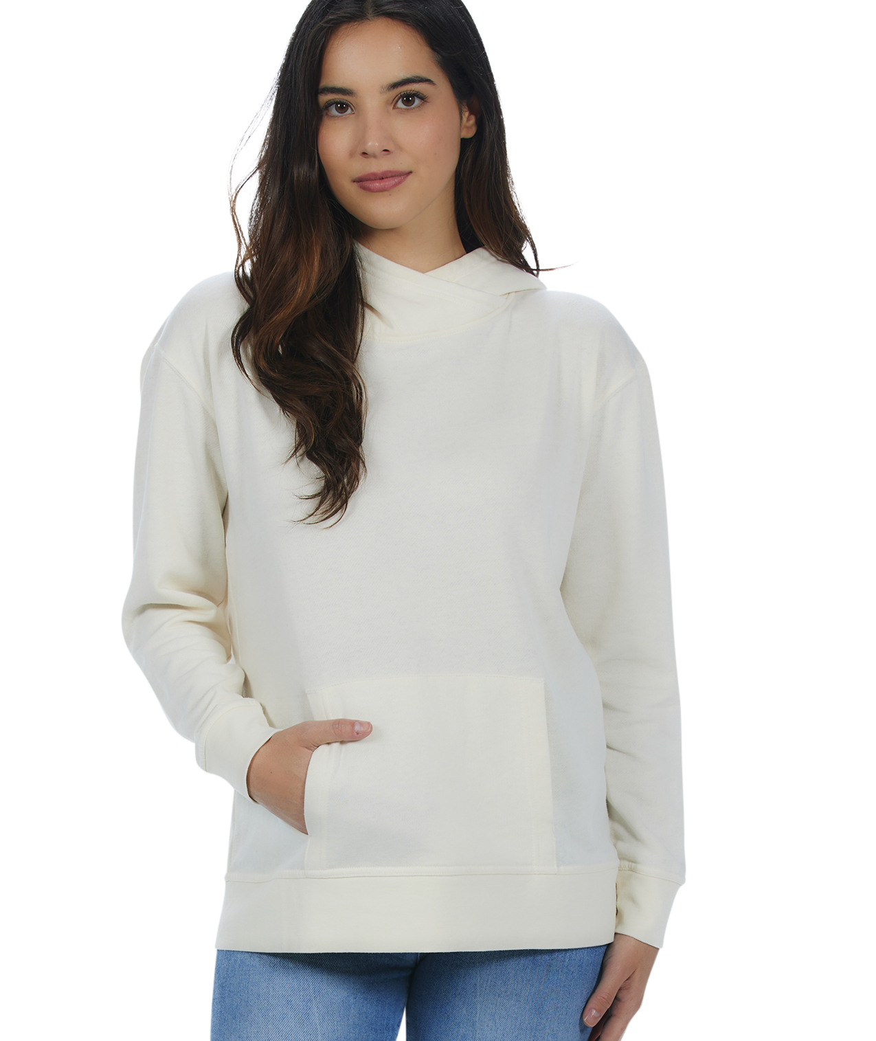 Ladies Crossover Hoodie - Garment Burnout Fleece