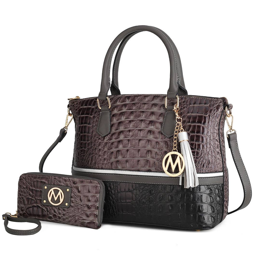 Autumn Crocodile Skin Tote Bag with Wallet by Mia k