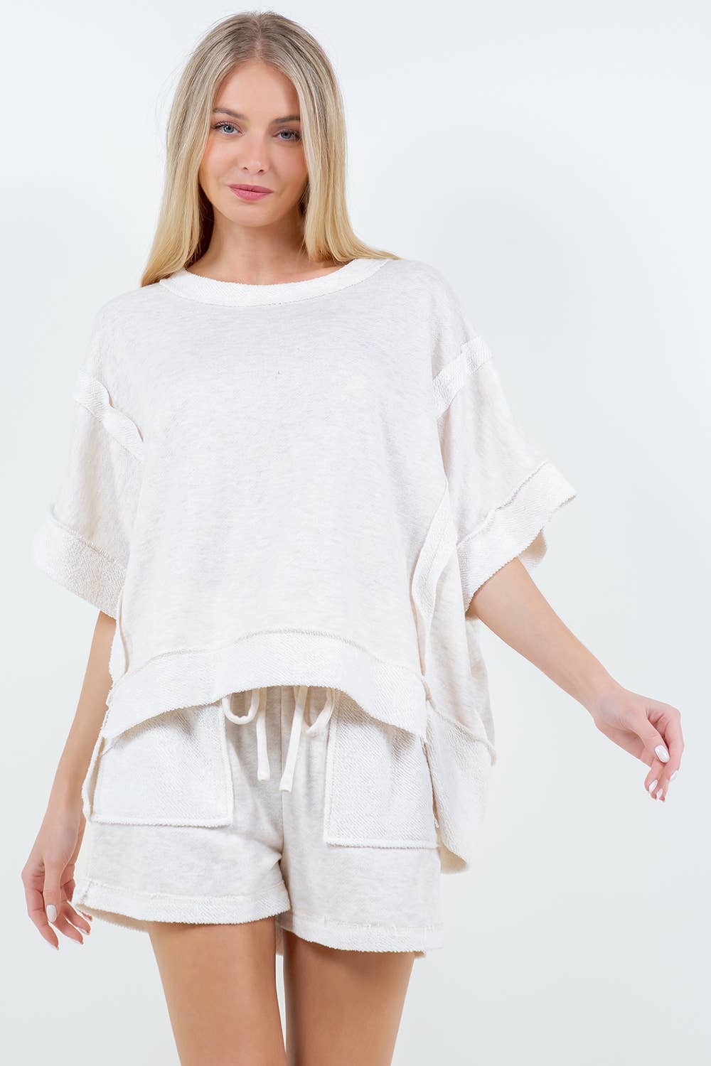 Oversize Reverse Contrast Banded Top HT4028