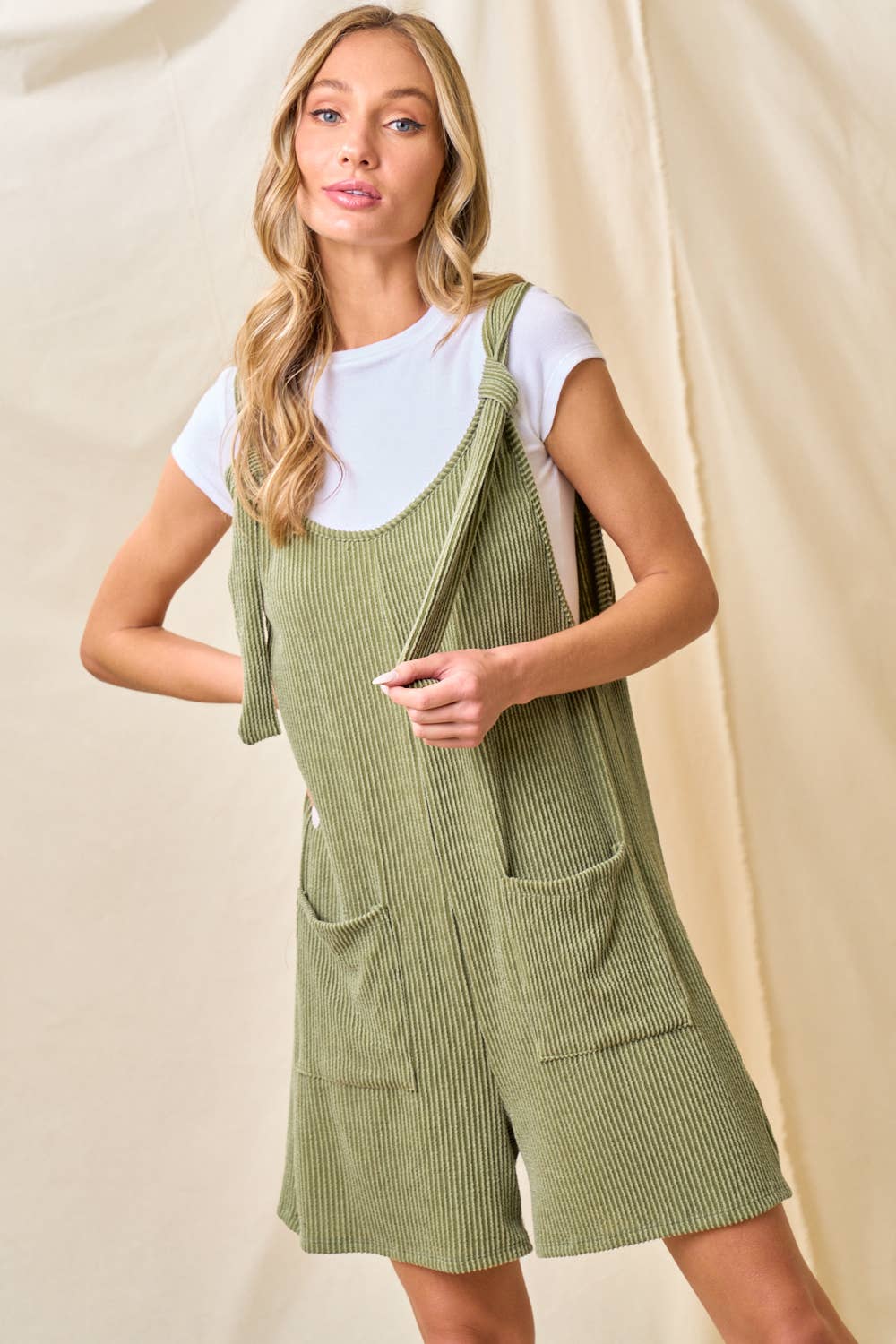 LMR5563-Time to Rock that ribbed romper: S / FUSCHIA